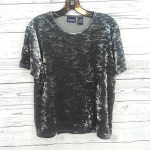 Hillard & Hanson L Vintage Velvet Gray/Black Top